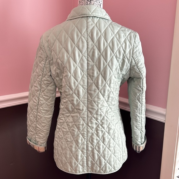 Lightly Worn Burberry Quilted Jacket With Snaps, Authentic Mint Green, S - Picture 3 of 11